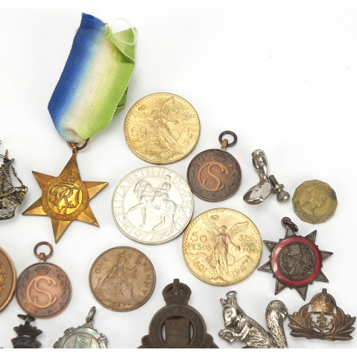 1017 - Objects including sports jewels, Rifle Club medallions and World War II Atlantic star