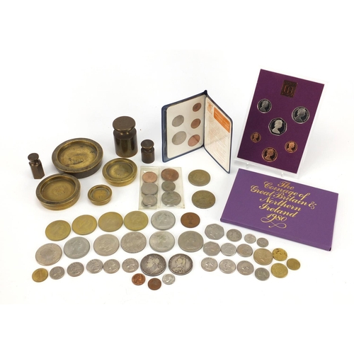 487 - 19th century and later British and World coins including 1821 silver crown and 1890 half crown, toge... 