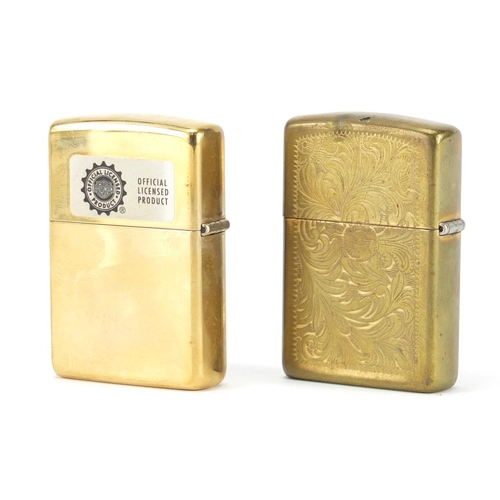 710 - Harley Davidson motorcycle Zippo lighter with tin and one other