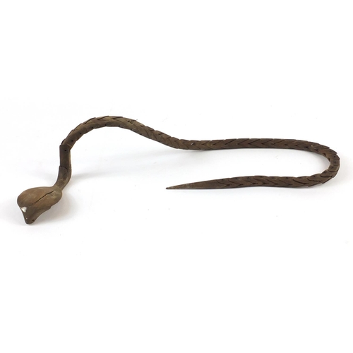 436 - Vintage articulated wooden cobra, 105cm in length