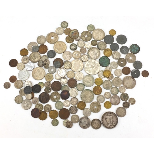 495 - British and World coins including 1889 crown