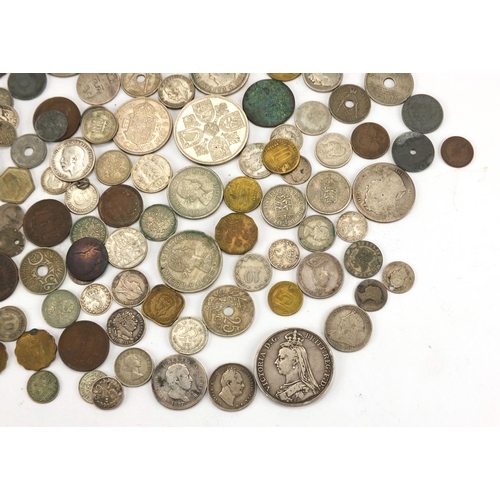 495 - British and World coins including 1889 crown