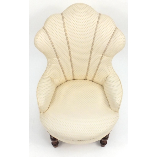 44 - Cloud back bedroom chair with cream upholstery, 81cm high