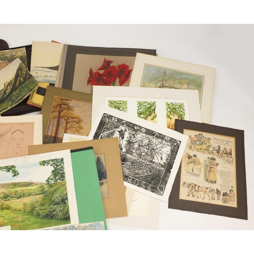978A - Folio's of works including watercolours, oil paintings, prints and engravings