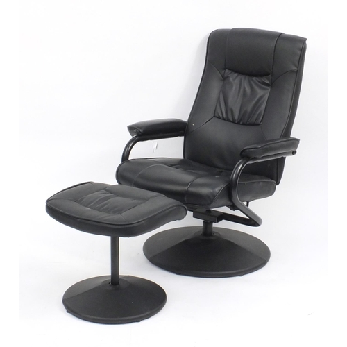 9 - Birlea black leatherette easy chair and foot stool