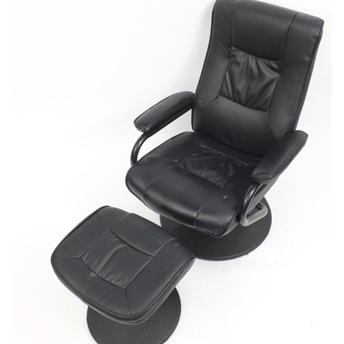 9 - Birlea black leatherette easy chair and foot stool