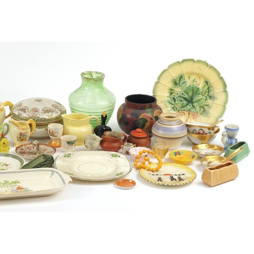 869 - China including Poole pottery, Limoges, Wade, dolls house tea services and a Palissy part tea servic... 