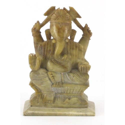 207 - Indian carved soapstone of Ganesh, 12.5cm high