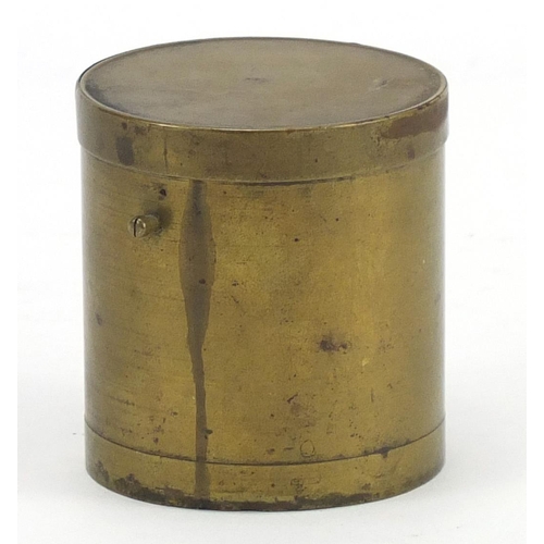 999 - Cylindrical brass compass, marked J.Meurthin, 6cm high