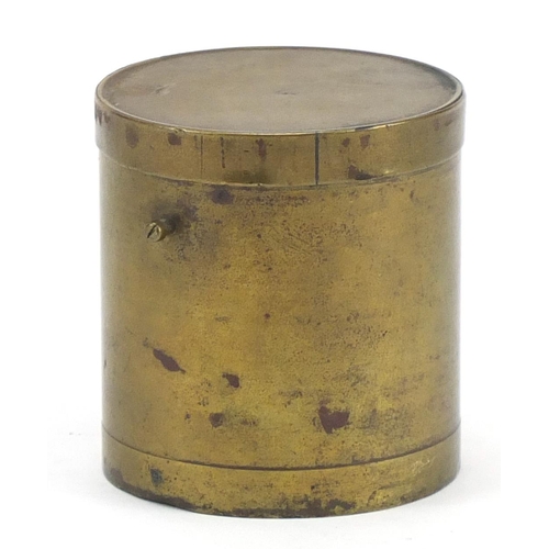 999 - Cylindrical brass compass, marked J.Meurthin, 6cm high