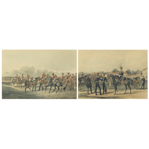 1427 - Thirteen light dragoons 1835 and XIV Kings light dragoons, two Military interest aquatints, one engr... 