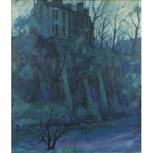 1382 - Clifford Hanley - Kelvin Side, Glasgow school oil on canvas, mounted and framed, 70cm x 60cm (PROVEN... 