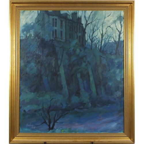 1382 - Clifford Hanley - Kelvin Side, Glasgow school oil on canvas, mounted and framed, 70cm x 60cm (PROVEN... 