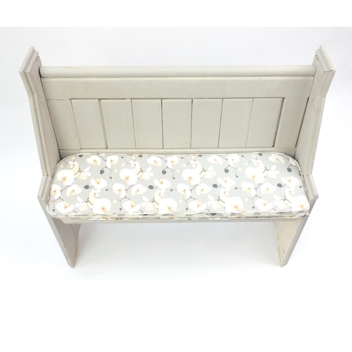 6 - Painted Shabby Chic pew, 89cm H x 89cm W x 35cm D