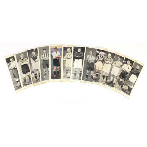 867 - Mostly topical times photographs of football players, each 25cm x 9cm