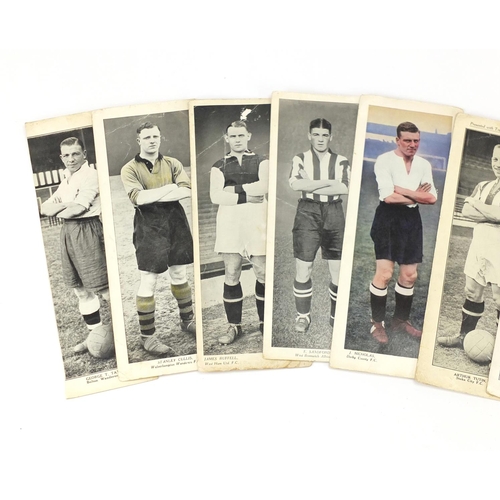 867 - Mostly topical times photographs of football players, each 25cm x 9cm