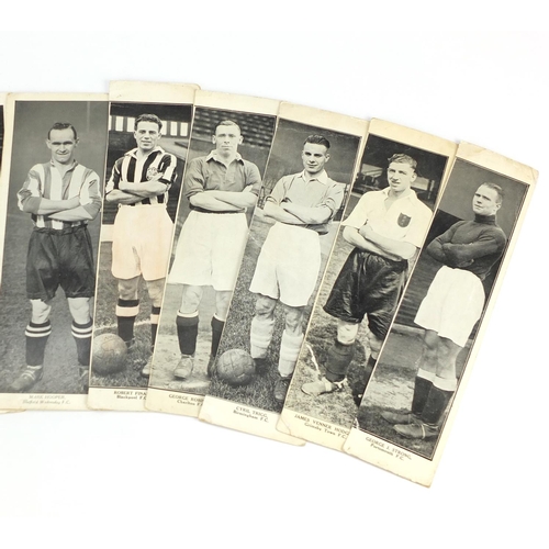 867 - Mostly topical times photographs of football players, each 25cm x 9cm