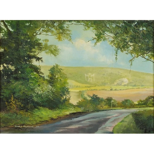 2242 - Derek C Baulcomb 1996 - The Longman of Wilmington, oil on canvas, mounted and framed, 39cm x 29cm