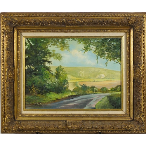 2242 - Derek C Baulcomb 1996 - The Longman of Wilmington, oil on canvas, mounted and framed, 39cm x 29cm