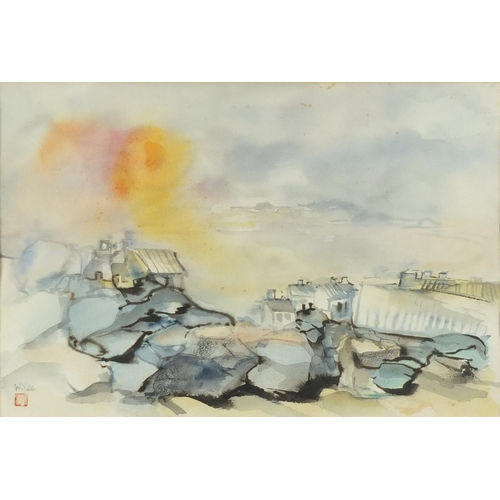 2403 - Wendy Yeo - Landscape, Chinese school watercolour, mounted and framed, 54cm x 35cm