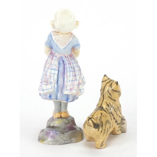 2571 - Royal Doulton kitten with newspaper and Worcester figurine Holland numbered 3074, 14cm high