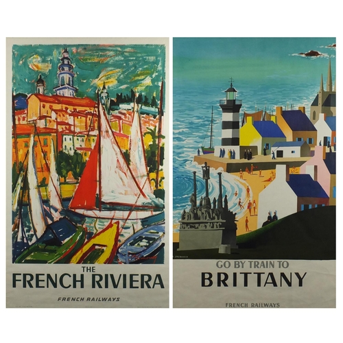 132 - Two 1965 SNCF French Railway's posters, The French Riviera and Go By Train To Brittany, framed, each... 