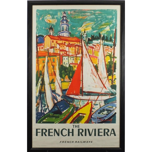132 - Two 1965 SNCF French Railway's posters, The French Riviera and Go By Train To Brittany, framed, each... 