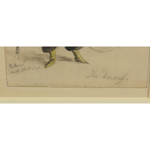 1157 - Rex John Whistler - Dwarf, watercolour, Abbott & Holder label detailing an exhibition verso, mounted... 