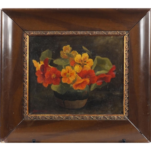 1225 - J Akkeringa - Still life flowers in a vase, oil on canvas, 27.5cm x 22.5cm