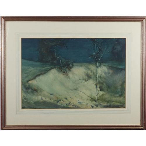 1167 - William Thomas Wood - Moonlit Del, signed watercolour, label verso, mounted and framed, 51cm x 34.5c... 