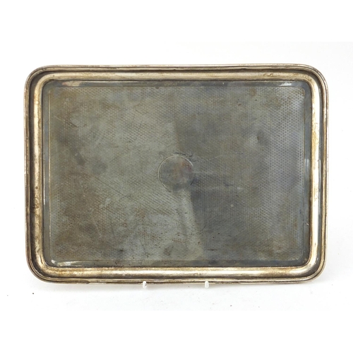 832 - Rectangular silver bachelors tray with engine turned decoration, by Stevenson & Law Sheffield 1931, ... 
