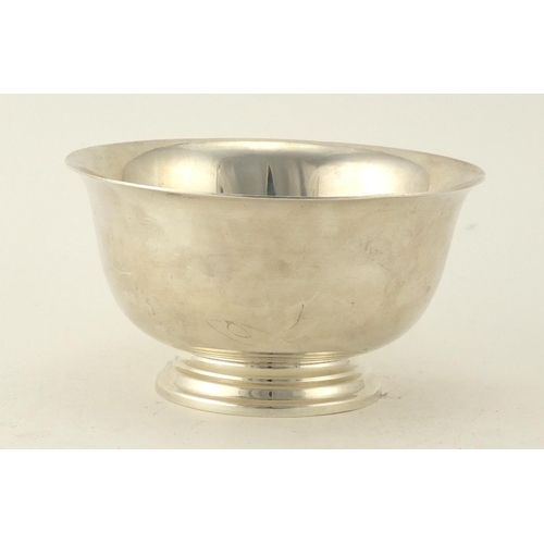 868 - American sterling silver footed bowl, engraved Paul Revere Exemplar 1768, 7.5cm high x 13.5cm in dia... 