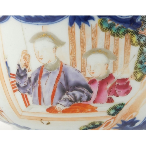 404 - Chinese porcelain footed bowl, hand painted in the famille rose palette with figures and flowers, 25... 