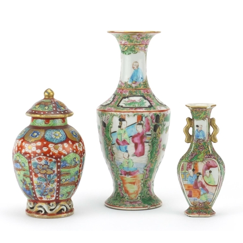429 - Three Chinese porcelain vases including two Cantonese examples hand panted with figures, the largest... 