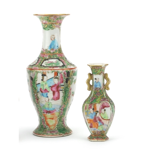 429 - Three Chinese porcelain vases including two Cantonese examples hand panted with figures, the largest... 