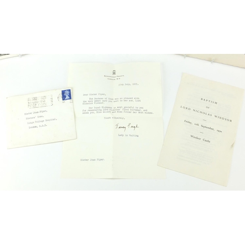 291 - Royal ephemera relating to The Duchess of Kent including a tooled leather Jarrolds easel frame housi... 