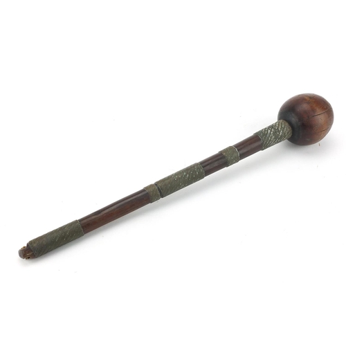 661 - Zulu hardwood knobkerrie with wire bound handle, 43.5cm in length