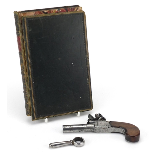 382B - Early 19th century flintlock pocket pistol with folding trigger by Jones of London, together with a ... 