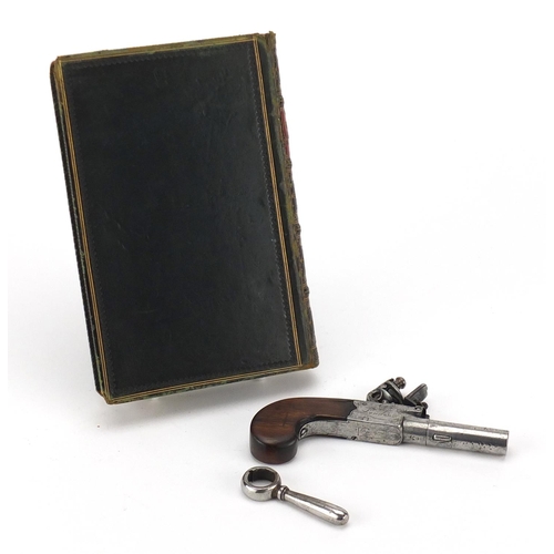 382B - Early 19th century flintlock pocket pistol with folding trigger by Jones of London, together with a ... 