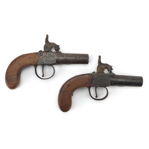 382A - Pair of 19th century percussion pocket pistols with Birmingham proof marks, each 14.5cm in length