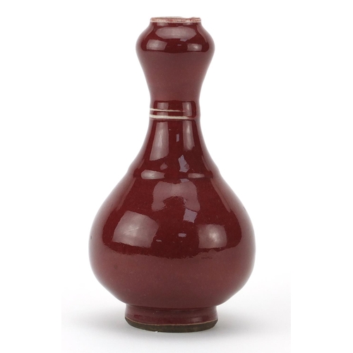 493 - Chinese crackle glazed sang de boeuf vase, 17.5cm high