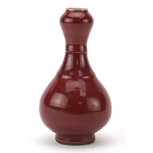 493 - Chinese crackle glazed sang de boeuf vase, 17.5cm high