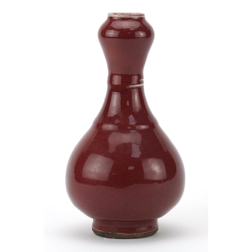 493 - Chinese crackle glazed sang de boeuf vase, 17.5cm high