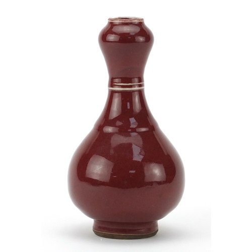 493 - Chinese crackle glazed sang de boeuf vase, 17.5cm high