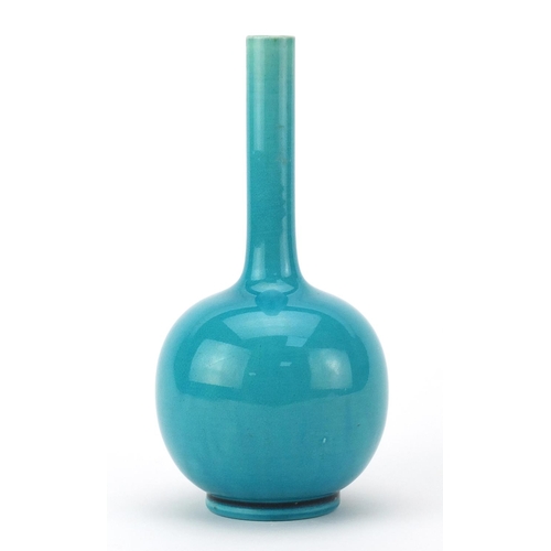 759 - Burmantofts turquoise gazed bottle vase, impressed factory marks and numbered 531 to the base, 19.5c... 
