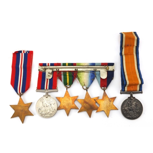 337 - British Military World War I and World War II medal group including a 1914-18 war medal awarded to 2... 