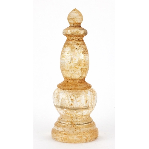 611 - Tibetan turned rock crystal pot and cover, 21.5cm high