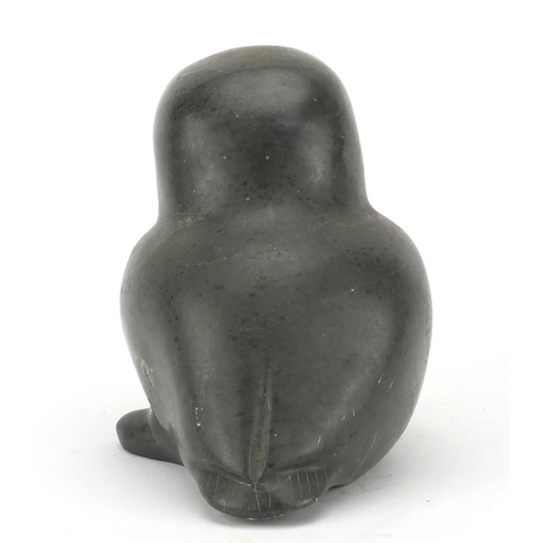 653 - Inuit stone carving of an owl, incised marks to the base, 12.5cm high