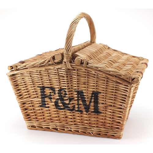 780 - Fortnum & Mason wicker picnic basket, 47cm high
