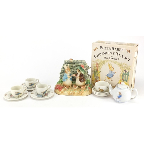 258 - Wedgwood Peter Rabbit children's tea set and Beatrix Potter figure group